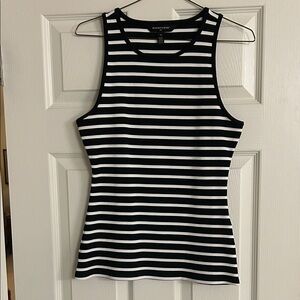 White House Black Market Black and White Striped Tank Top
